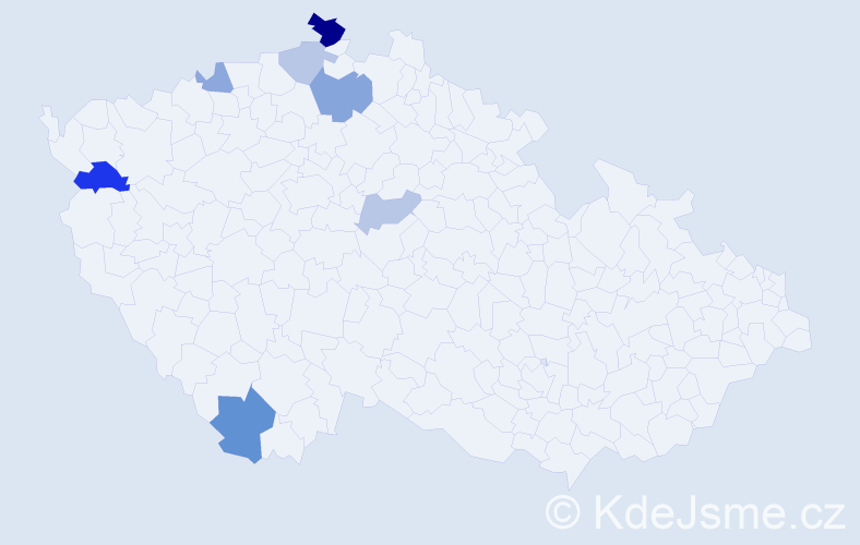 Příjmení: 'Gendráč', počet výskytů 13 v celé ČR