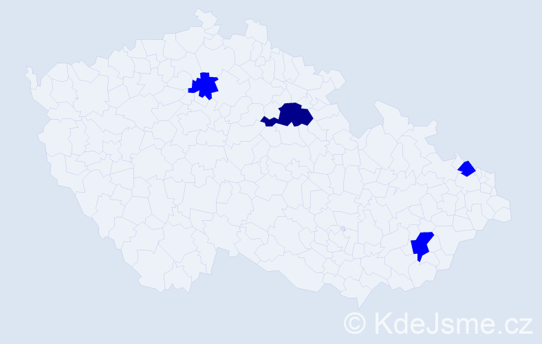 Příjmení: 'Bajánek', počet výskytů 5 v celé ČR