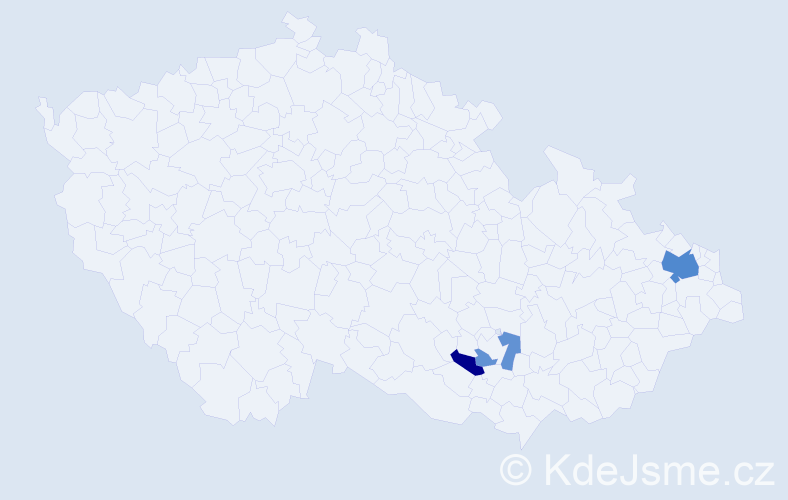 Příjmení: 'Bachara', počet výskytů 6 v celé ČR