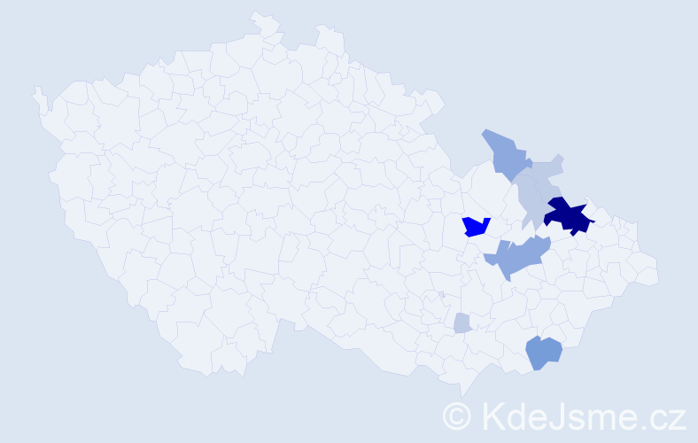 Příjmení: 'Mičker', počet výskytů 28 v celé ČR