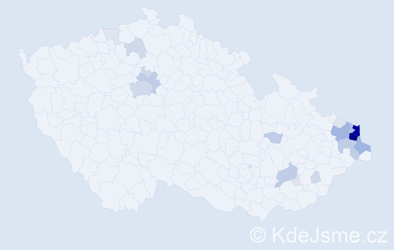 Příjmení: 'Waloszek', počet výskytů 108 v celé ČR