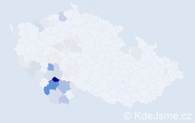 Příjmení: 'Hucková', počet výskytů 128 v celé ČR