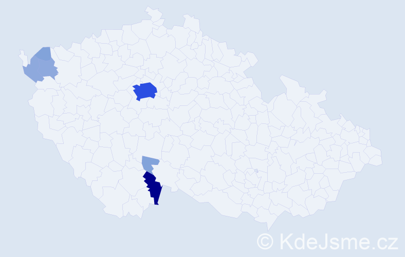 Příjmení: 'Kreklová', počet výskytů 19 v celé ČR