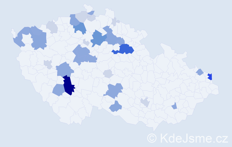 Příjmení: 'Kozma', počet výskytů 90 v celé ČR