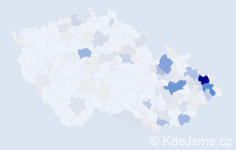 Příjmení: 'Matěj', počet výskytů 406 v celé ČR