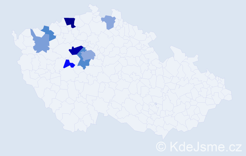 Příjmení: 'Abrhamová', počet výskytů 20 v celé ČR