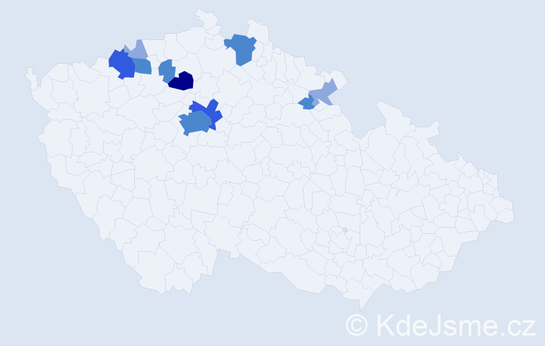 Příjmení: 'Káně', počet výskytů 23 v celé ČR