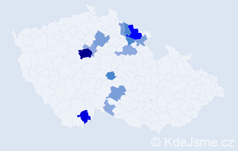 Příjmení: 'Kobos', počet výskytů 38 v celé ČR