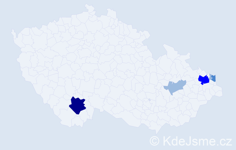 Příjmení: 'Krutký', počet výskytů 11 v celé ČR
