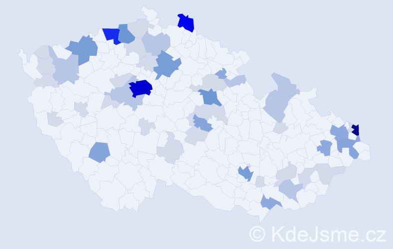 Příjmení: 'Dávidová', počet výskytů 154 v celé ČR