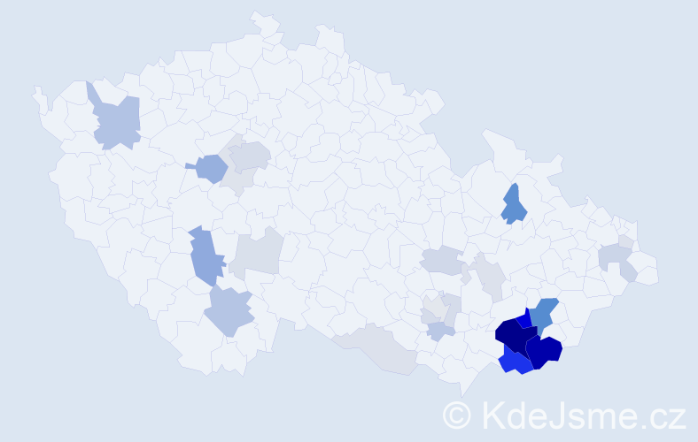 Příjmení: 'Bahula', počet výskytů 104 v celé ČR