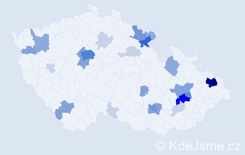 Příjmení: 'Pročková', počet výskytů 77 v celé ČR