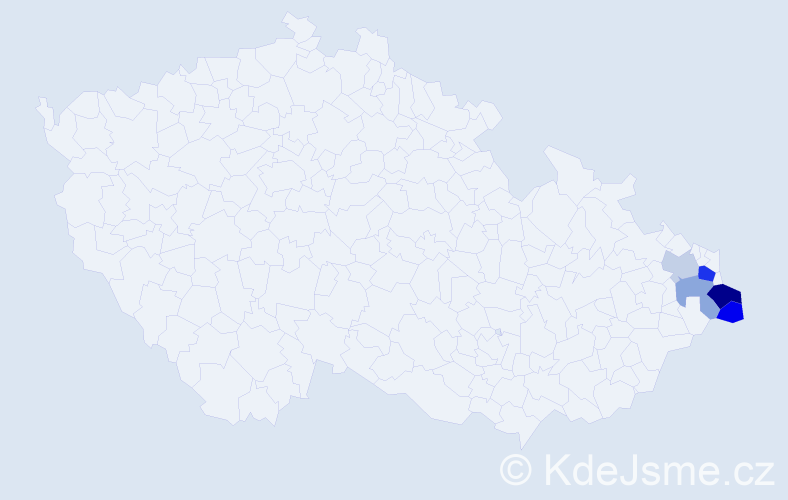 Příjmení: 'Madigar', počet výskytů 9 v celé ČR