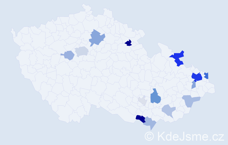 Příjmení: 'Bugala', počet výskytů 40 v celé ČR