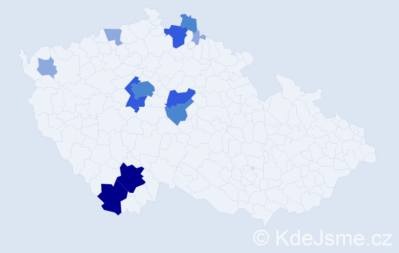 Příjmení: 'Šebelková', počet výskytů 28 v celé ČR
