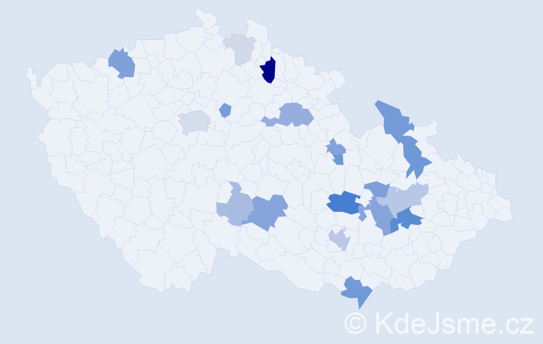 Příjmení: 'Vyvážilová', počet výskytů 50 v celé ČR