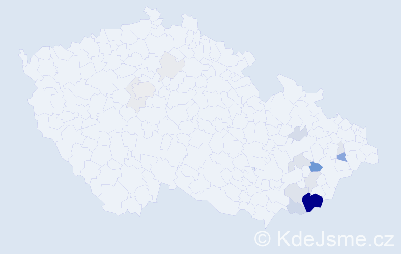 Příjmení: 'Končitík', počet výskytů 64 v celé ČR