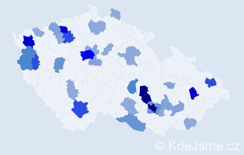 Příjmení: 'Hulák', počet výskytů 117 v celé ČR