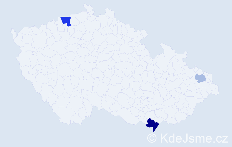 Příjmení: 'Privitzerová', počet výskytů 5 v celé ČR