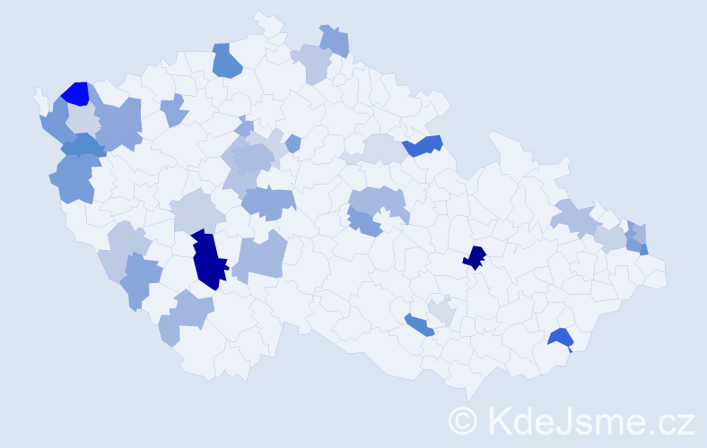 Příjmení: 'Bernáth', počet výskytů 92 v celé ČR
