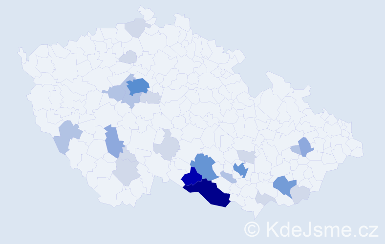 Příjmení: 'Kapinusová', počet výskytů 80 v celé ČR