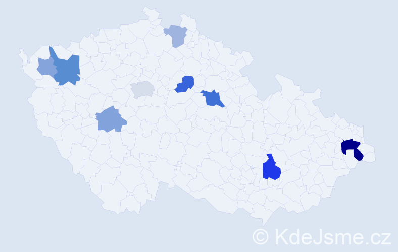 Příjmení: 'Ivančáková', počet výskytů 18 v celé ČR