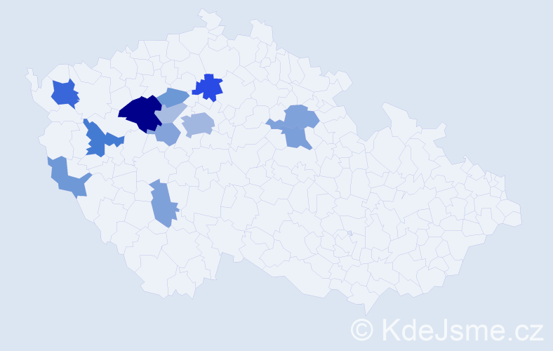Příjmení: 'Fikartová', počet výskytů 28 v celé ČR