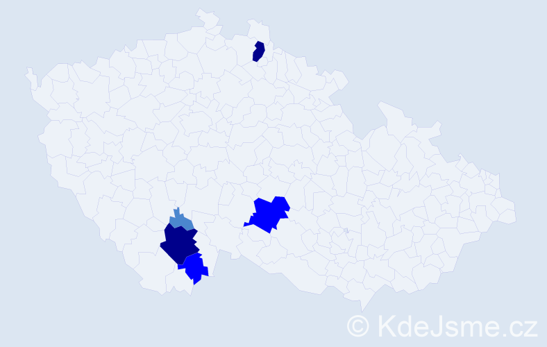 Příjmení: 'Tilp', počet výskytů 11 v celé ČR