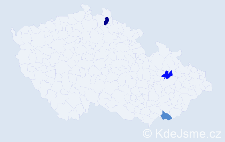 Příjmení: 'Pálich', počet výskytů 5 v celé ČR