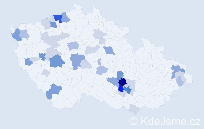 Příjmení: 'Mazourová', počet výskytů 126 v celé ČR