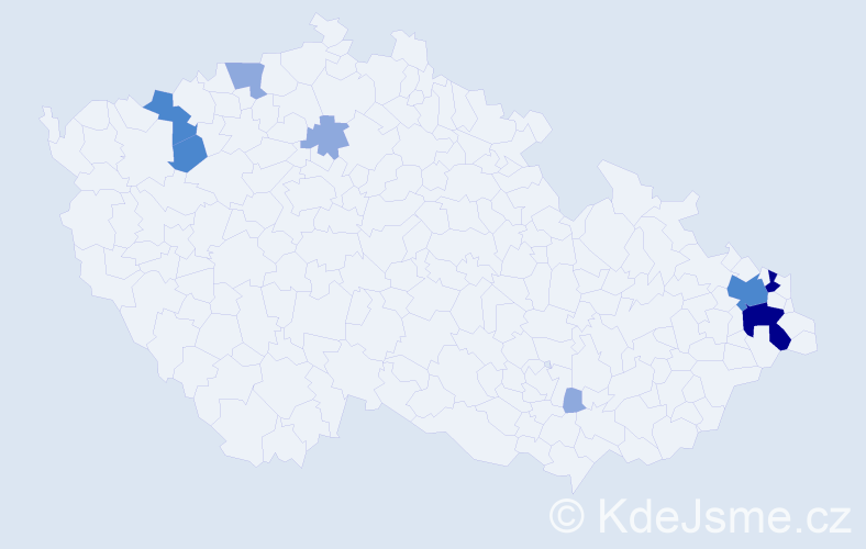 Příjmení: 'Nevedelová', počet výskytů 19 v celé ČR