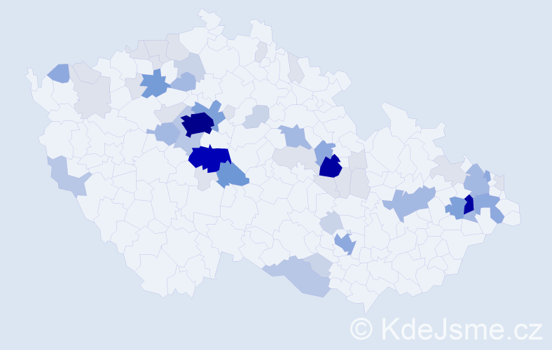 Příjmení: 'Kladiva', počet výskytů 220 v celé ČR