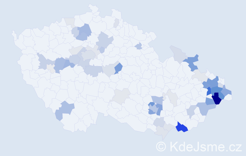 Příjmení: 'Klepáč', počet výskytů 185 v celé ČR