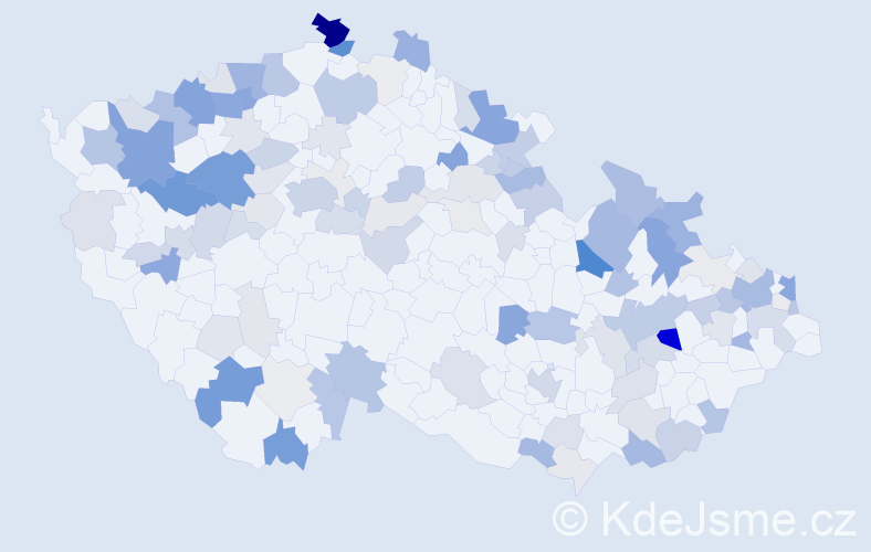 Příjmení: 'Kuruc', počet výskytů 373 v celé ČR