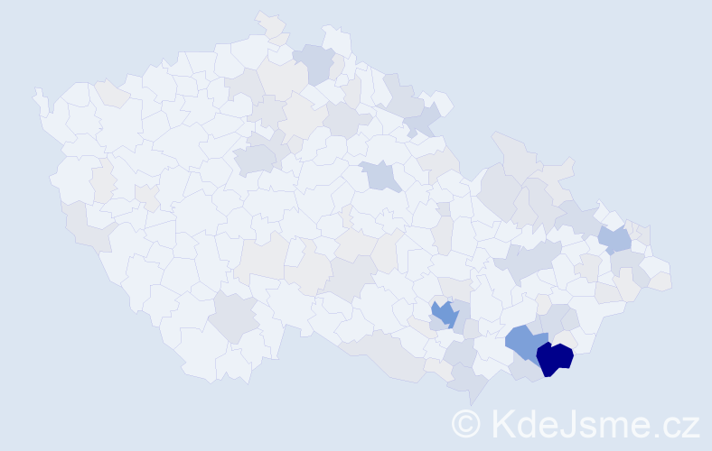 Příjmení: 'Velecká', počet výskytů 388 v celé ČR