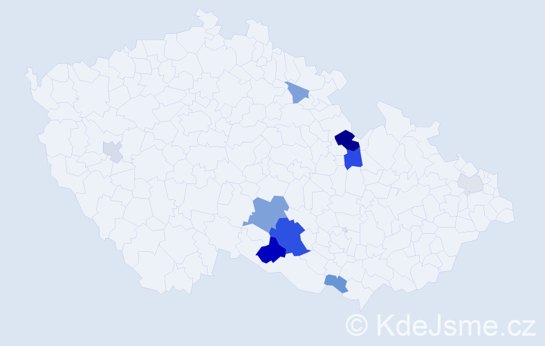 Příjmení: 'Vladeka', počet výskytů 22 v celé ČR