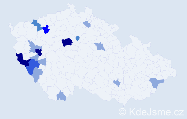 Příjmení: 'Kamen', počet výskytů 35 v celé ČR