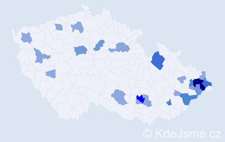 Příjmení: 'Gachová', počet výskytů 69 v celé ČR