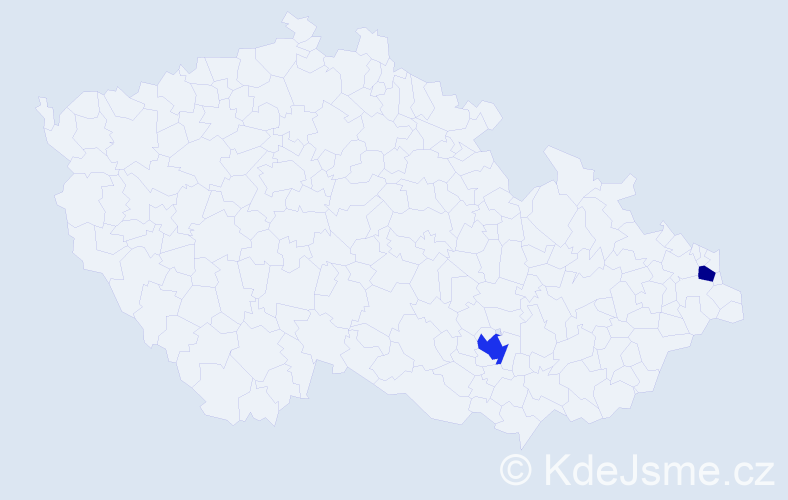 Příjmení: 'Mezenyi', počet výskytů 3 v celé ČR