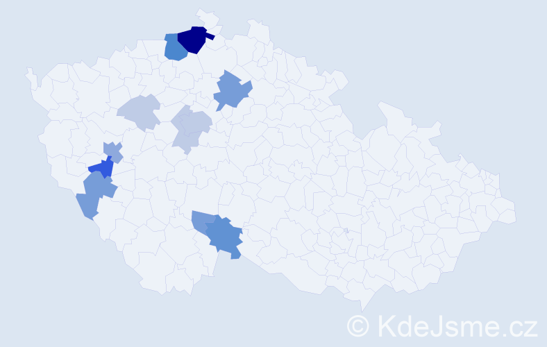 Příjmení: 'Pekárna', počet výskytů 39 v celé ČR
