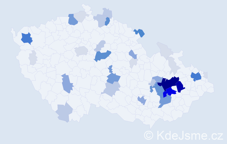 Příjmení: 'Čuri', počet výskytů 155 v celé ČR