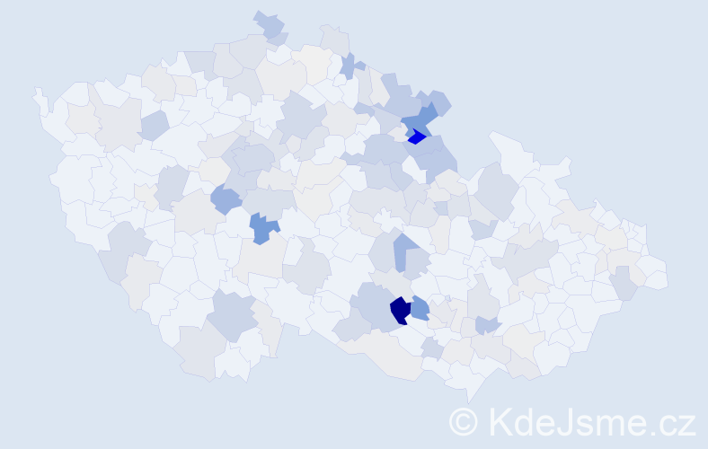 Příjmení: 'Rousek', počet výskytů 593 v celé ČR