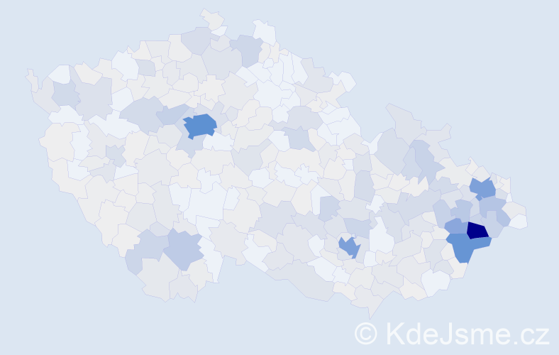 Příjmení: 'Křenek', počet výskytů 1729 v celé ČR