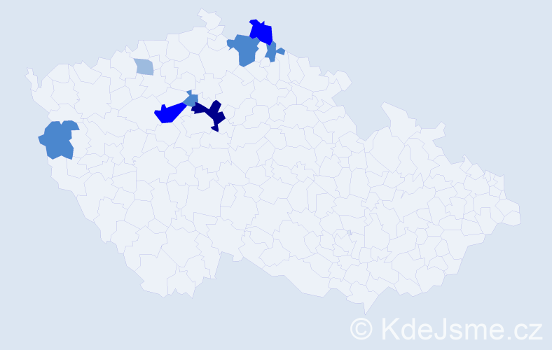 Příjmení: 'Dama', počet výskytů 19 v celé ČR