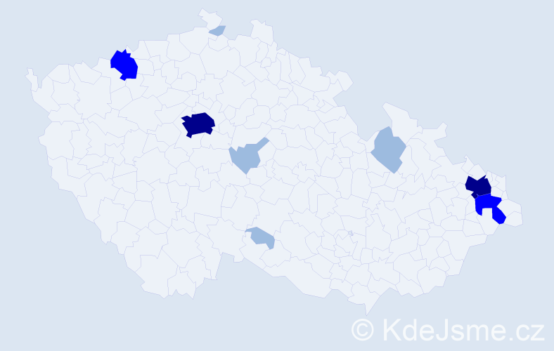 Příjmení: 'Krolák', počet výskytů 18 v celé ČR
