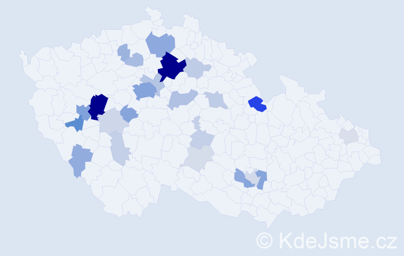 Příjmení: 'Vlad', počet výskytů 102 v celé ČR