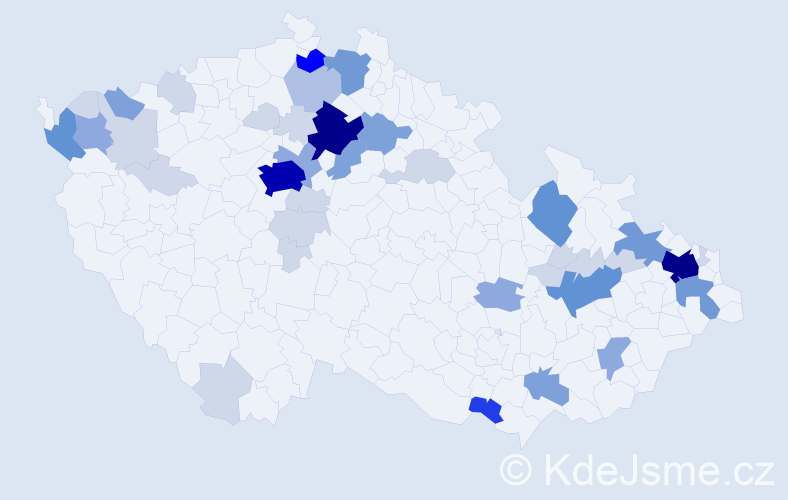 Příjmení: 'Aust', počet výskytů 145 v celé ČR