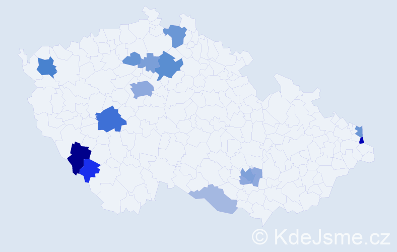 Příjmení: 'Marček', počet výskytů 39 v celé ČR