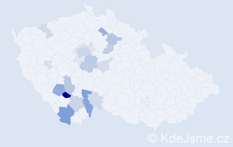 Příjmení: 'Činátlová', počet výskytů 54 v celé ČR