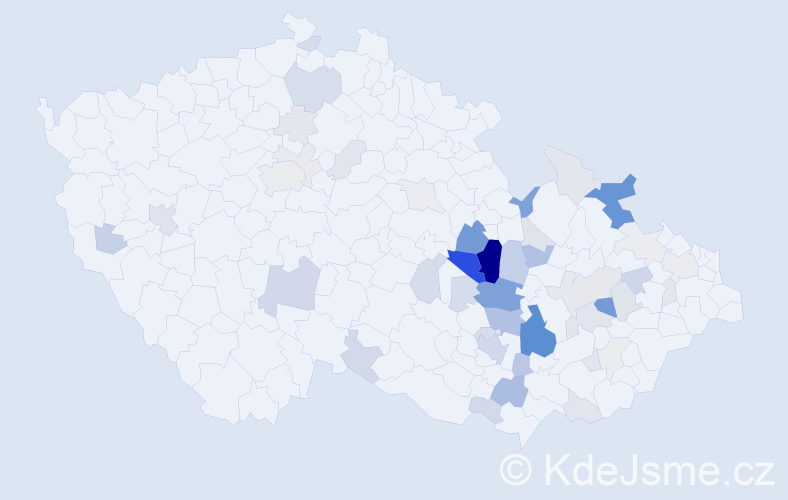 Příjmení: 'Bačovská', počet výskytů 164 v celé ČR